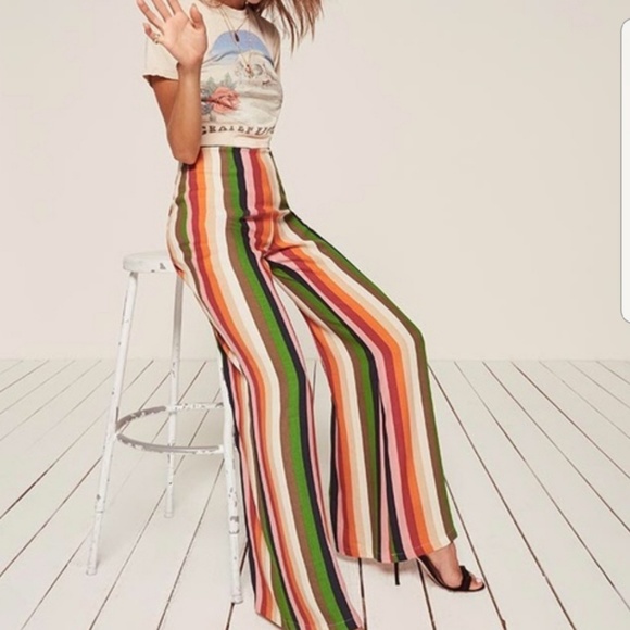 Reformation Pants - REFORMATION SORRETI PANT IN RAINBOW STRIPE SIZE 2